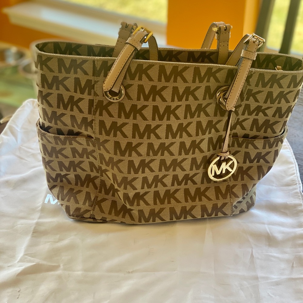 Micheal Kors canvas logo tote